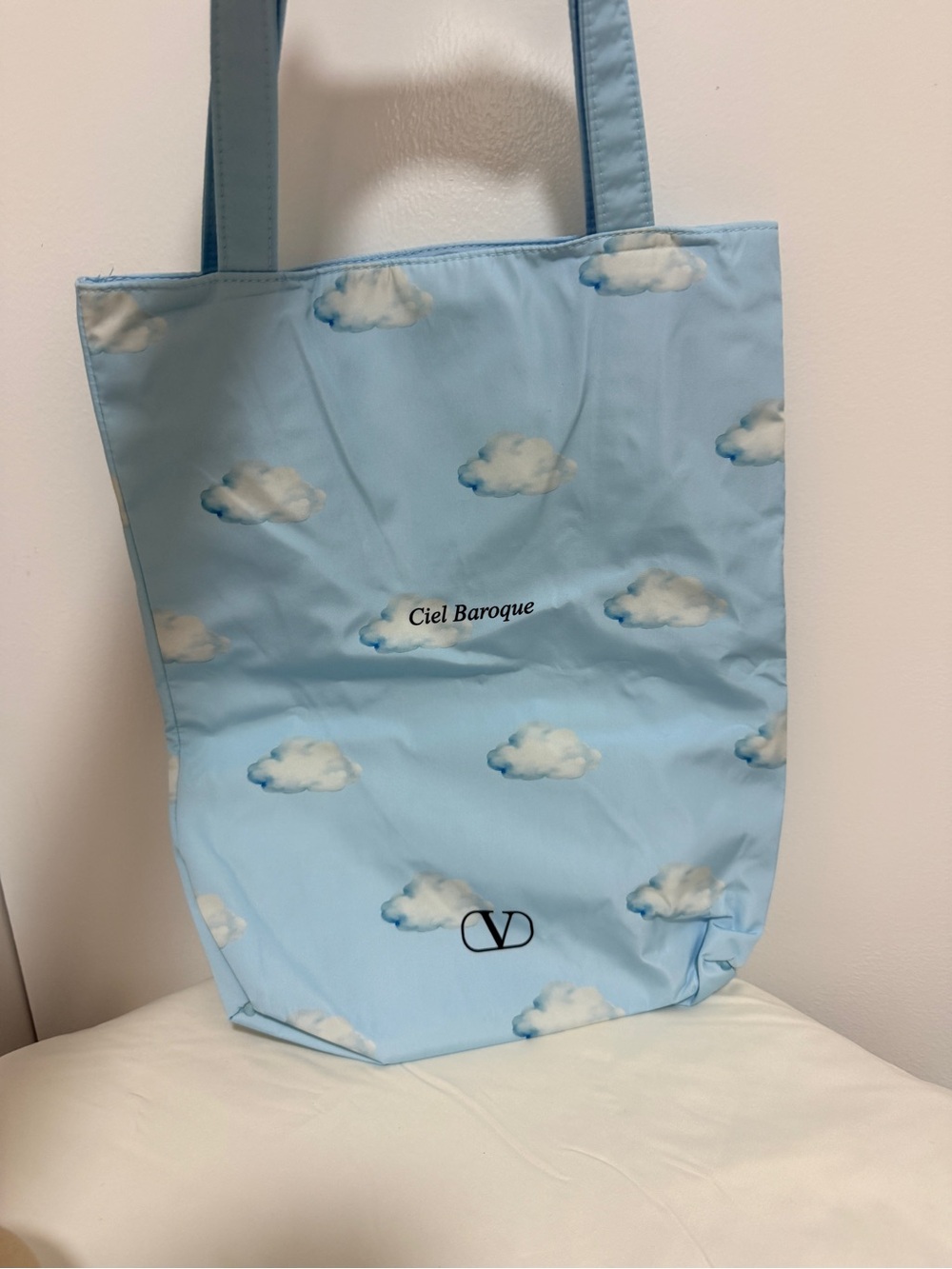 Valentino Cloud Print Light Blue Tote Bag